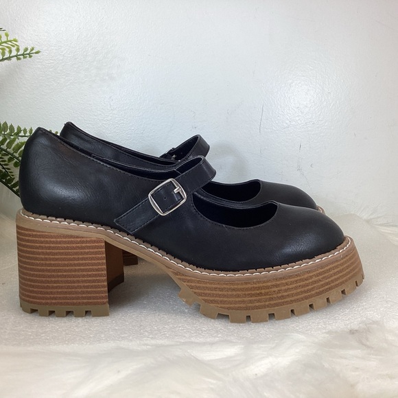 MIA NATANIA LUG SOLE MARY JANE SHOES BLACK NWOT SZ 8.5 - Picture 10 of 16